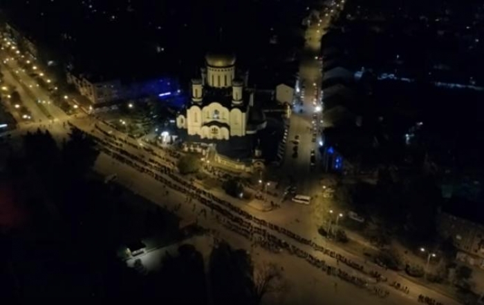 Як виглядав Ужгород у святкову великодню ніч з висоти пташиного польоту