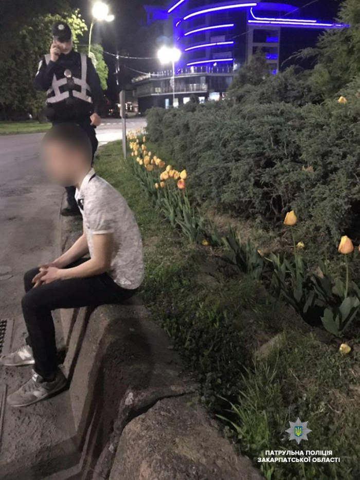 Ужгородські патрульні піймали хлопця, який виривав квіти з клумби