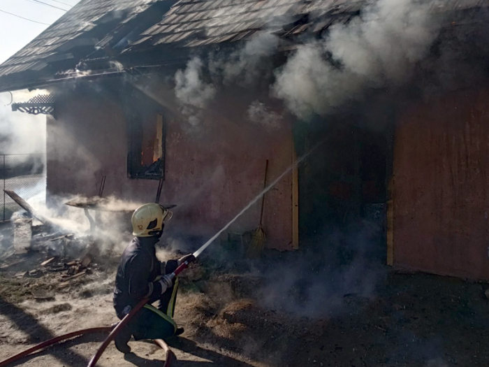 На Берегівщині професійні й добровільні пожежники разом приборкали пожежу в будинку