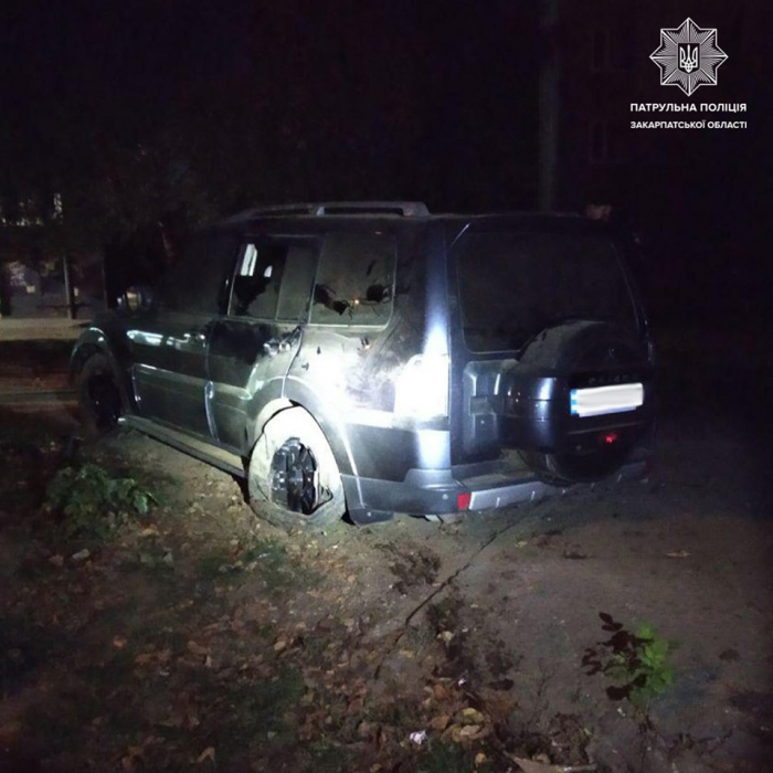 В Ужгороді водій втрапив у автопригоду, виїхавши на клумбу (ФОТО)