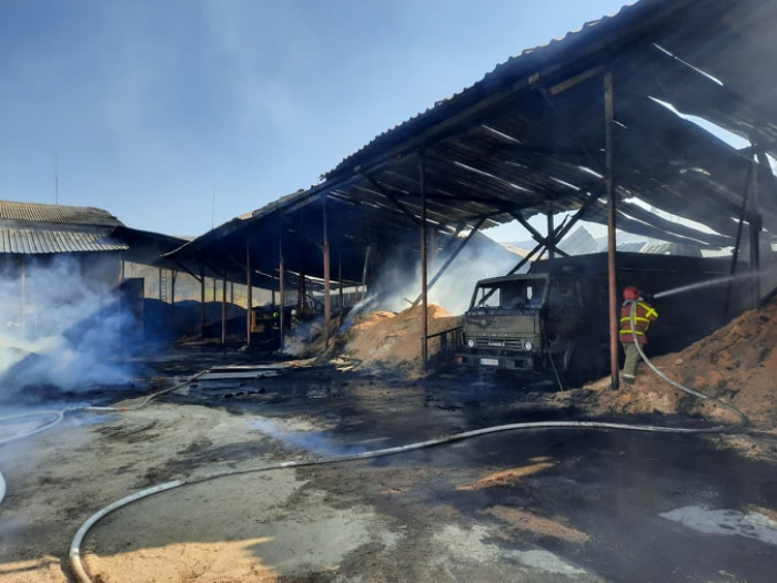 У Перечині вогнеборці приборкують пожежу на підприємстві з виготовлення паливних брикетів