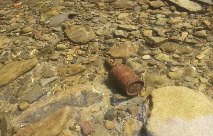 На Закарпатті, в гірському потічку, турист знайшов гранату (ФОТО)
