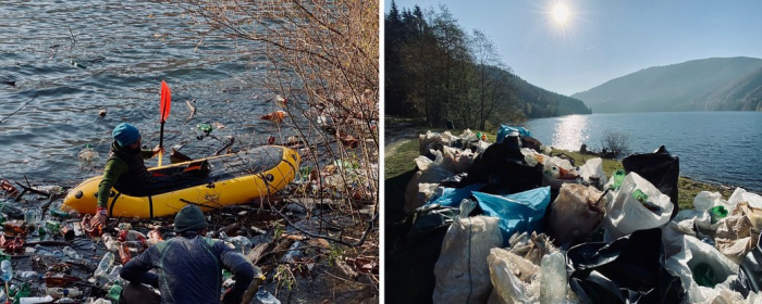 На Закарпатті волонтери прибирали від сміття береги Вільшанського водосховища 