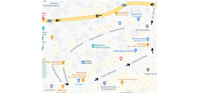Площа Жупанатська в Ужгороді завтра буде закрита для транспорту