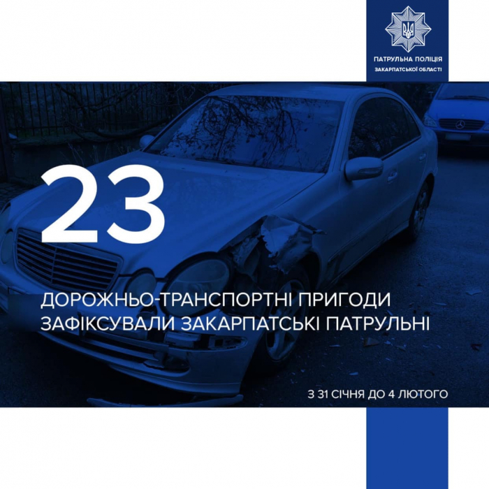 Протягом 5 днів у Закарпатті трапилося 23 ДТП