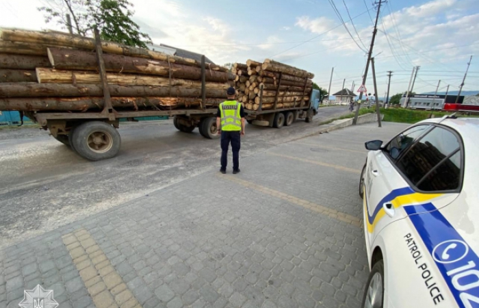 На Закарпатті патрульні затримали вантажівку з нелегальним кругляком (ФОТО)