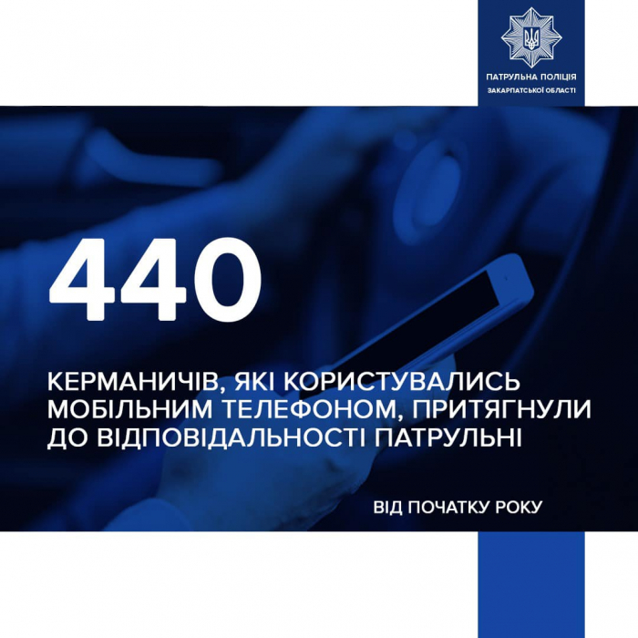 Закарпатські патрульні наклали штрафи на 440 водіїв за розмову по телефону за кермом