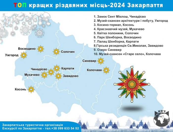 ТОП кращих різдвяних місць Закарпаття-2024

