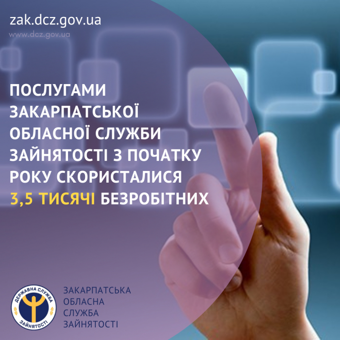 Послугами Закарпатської обласної служби зайнятості з початку року скористалися 3,5 тисячі безробітних

