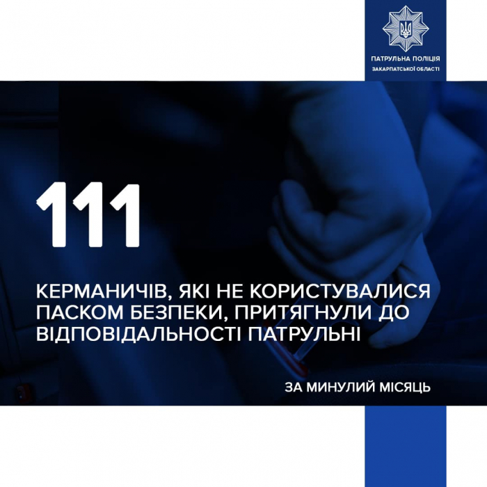 Їздили непристебнутими: закарпатські патрульні у липні оштрафували більше сотні водіїв