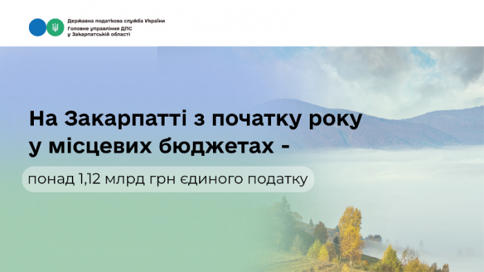 На Закарпатті з початку року у місцевих бюджетах – понад 1,12 млрд грн єдиного податку