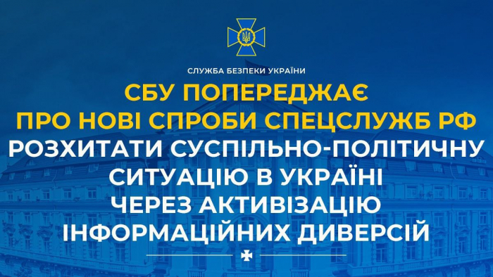 СБУ попереджає про нові спроби спецслужб рф розхитати суспільно-політичну ситуацію