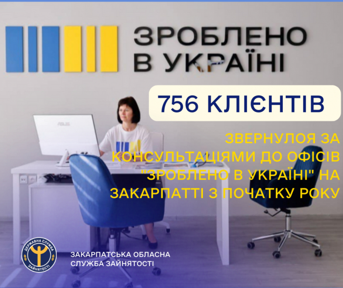756 клієнтів звернулося за консультаціями до офісів "Зроблено в Україні" на Закарпатті з початку року