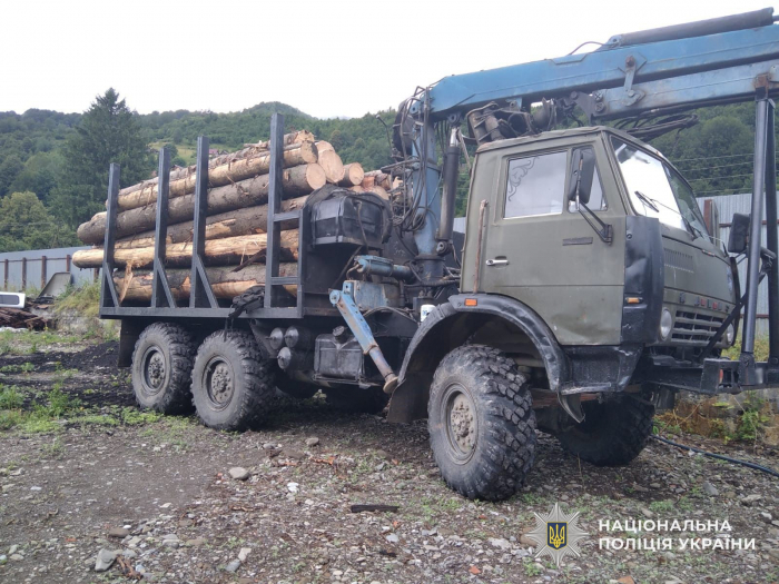 На Рахівщині поліція вилучила вантажівку з нелегальною деревиною: відкрито кримінальне провадження