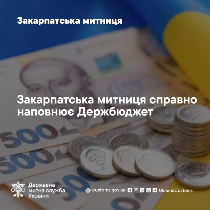 Мільярдний внесок в економіку: за січень суб’єкти ЗЕД у зоні діяльності Закарпатської митниці скерували в бюджет 1,7 млрд грн