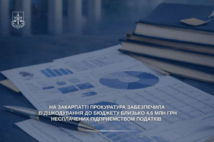 Прокуратура забезпечила відшкодування  до бюджету близько 4,6 млн грн несплачених податків підприємством із Хустщини 