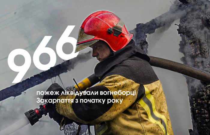 З початку року у Закарпатській області зафіксовано 966 пожеж
