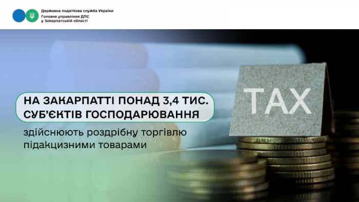 На Закарпатті понад 3,4 тис. суб’єктів господарювання здійснюють роздрібну торгівлю підакцизними товарами