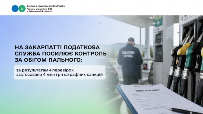 На Закарпатті податкова посилює контроль за обігом пального: уже застосовано 4 млн грн штрафів