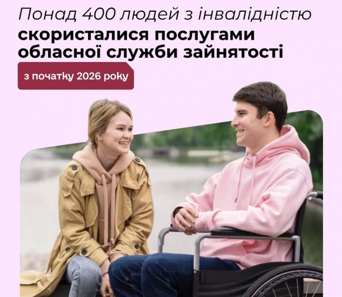 408 людей з інвалідністю скористалися послугами Закарпатської обласної служби зайнятості з початку 2026 року 

