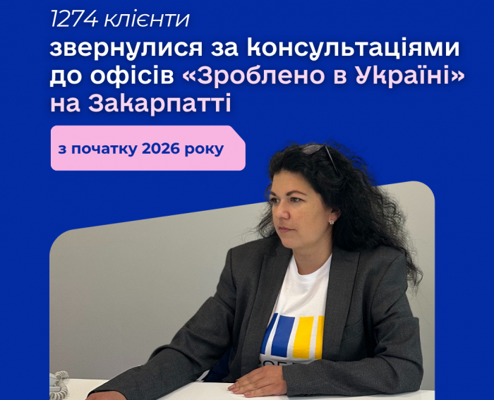 1274 клієнти звернулися за консультаціями до офісів «Зроблено в Україні» на Закарпатті з початку року 

