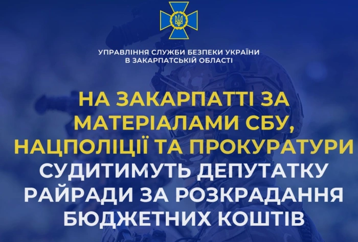 Депутатка райради на Закарпатті постане перед судом за обвинуваченням у розкраданні бюджетних коштів