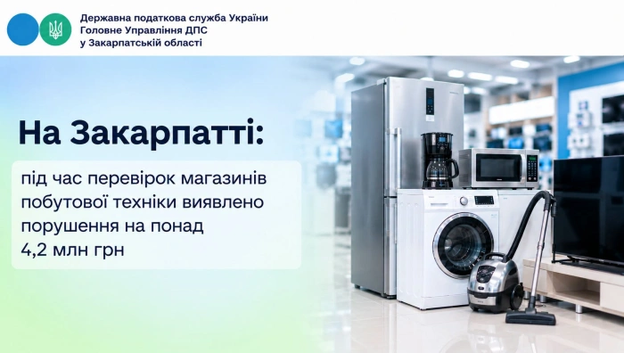 На Закарпатті під час перевірок магазинів побутової техніки виявлено порушення на понад 4,2 млн гривень