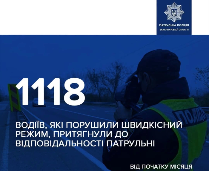 На Закарпатті від початку місяця за перевищення швидкості оштрафували 1118 водіїв
