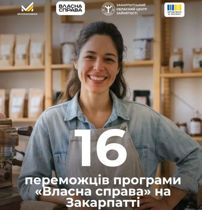 На Закарпатті підтримали 16 бізнес-проєктів: підприємці отримають 4,5 млн грн грантів