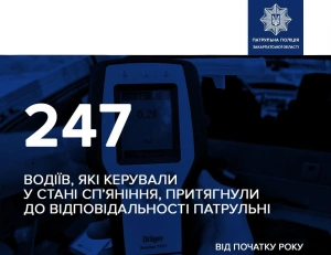 На Закарпатті від початку року 247 водіїв притягнули до відповідальності за нетверезе керування

