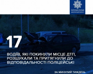 За минулий тиждень закарпатські поліцейські розшукали 17 водіїв, які залишили місце ДТП